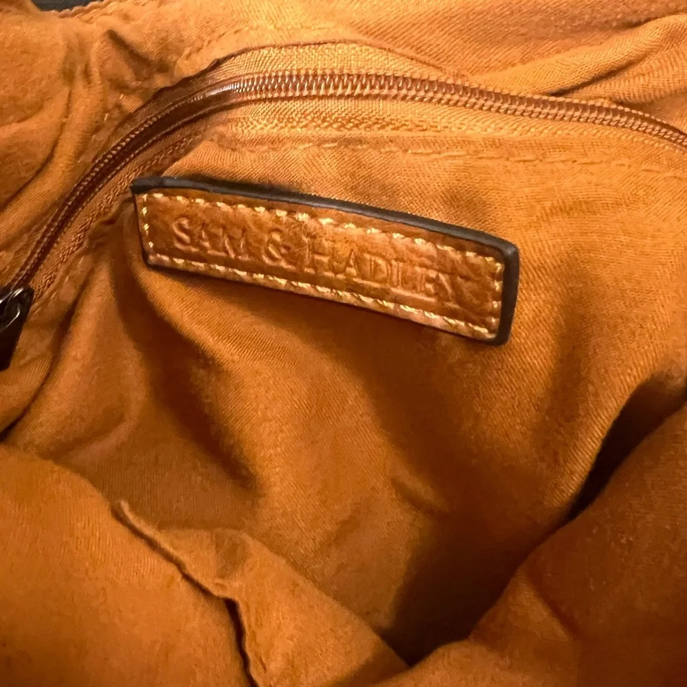 Sam and Hadley Large Faux Leather Barrel Bucket Bag Hobo Boho Rivets